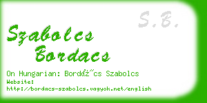 szabolcs bordacs business card